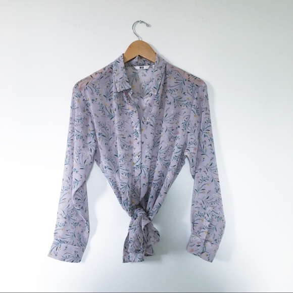 Uniqlo Tops - 2/$20: Uniqlo Mauve Floral Print Blouse